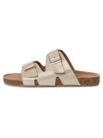 s.Oliver Leren slippers goudkleurig