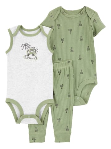 carter's 3-delige outfit kaki/wit
