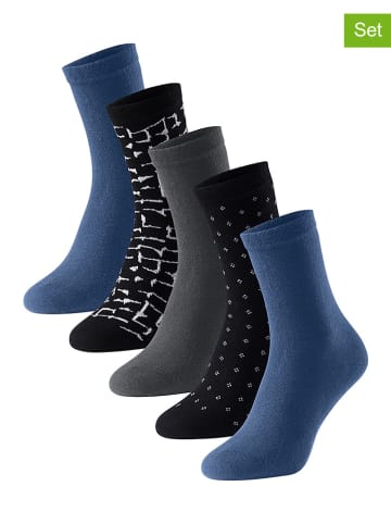 Schiesser 5-delige set: sokken zwart/blauw/grijs