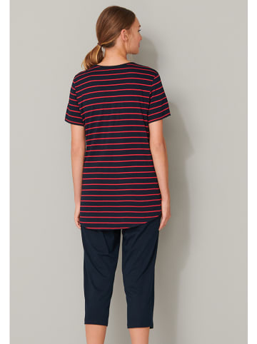 Schiesser Pyjama donkerblauw/rood