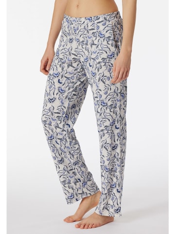 Schiesser Pyjama-Hose in Creme/ Blau