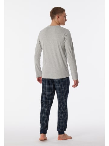 Schiesser Pyjama in Dunkelblau/ Grau