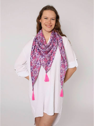 Zwillingsherz Driehoekige sjaal "Blumen Mandala" paars/roze (L)200 x (B) 100 cm
