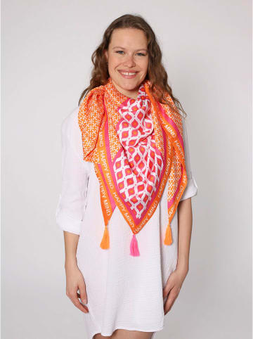 Zwillingsherz Driehoekige sjaal "Lani" roze/oranje (L)200 x (B) 100 cm