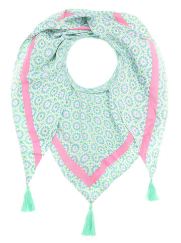 Zwillingsherz Driehoekige sjaal "Riane" groen - (L)200 x (B)100 cm
