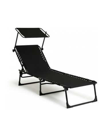 Lifa Living Leżak ogrodowy w kolorze czarnym z zagłówkiem - 189 x 59 cm