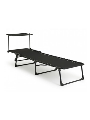 Lifa Living Leżak ogrodowy w kolorze czarnym z zagłówkiem - 189 x 59 cm