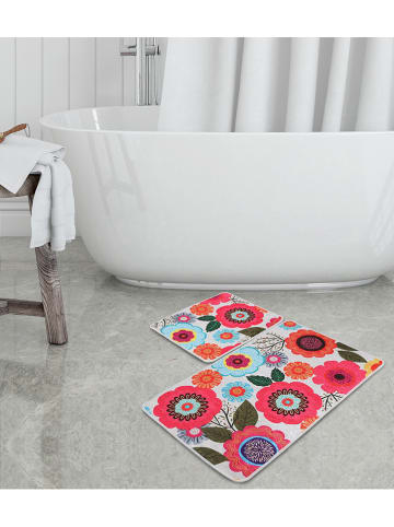 Colourful Cotton Dywaniki łazienkowe (2 szt.) "Galvin" w kolorze błękitno-różowym