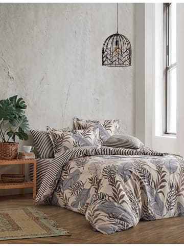 Colorful Cotton Renforcé beddengoedset "Lionel" lichtbruin/goudkleurig/blauw