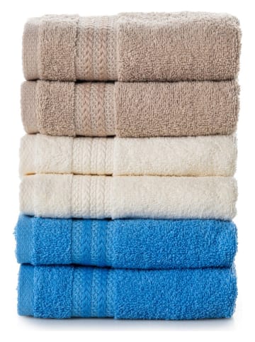 Colorful Cotton Ręczniki (6 szt.) "Rainbow" w kolorze beżowo-kremowo-niebieskim dla gości