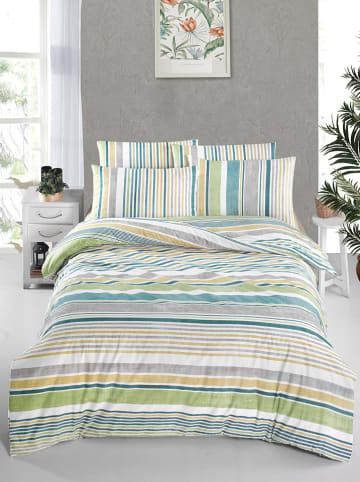 Colourful Cotton Komplet pościeli renforcé "Sanvi" w kolorze biało-żółto-zielonym
