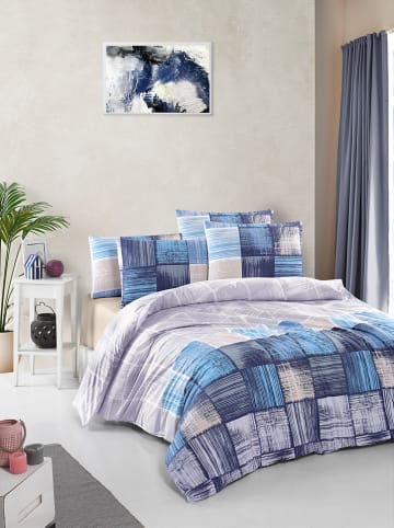 Colourful Cotton Renforcé beddengoedset "Savina" beige/donkerblauw/blauw