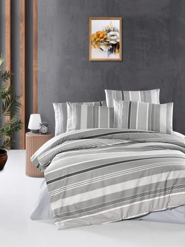 Colourful Cotton Renforcé beddengoedset "Vitali" lichtgrijs/wit