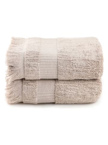 Colourful Cotton Ręczniki (2 szt.) "Zeus" w kolorze jasnobrązowym do rąk