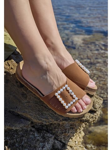 BABUNKERS Family Leren slippers bruin