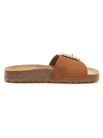 BABUNKERS Family Leren slippers bruin