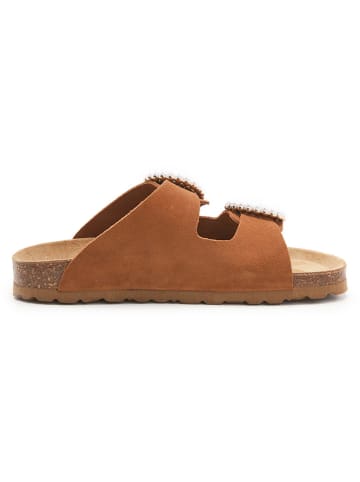 BABUNKERS Family Leren slippers bruin