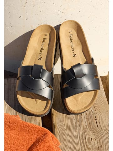 BABUNKERS Family Leder-Pantoletten in Schwarz