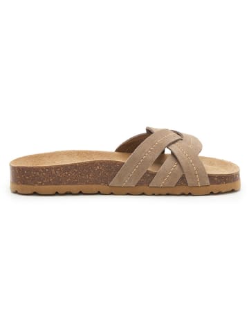 BABUNKERS Family Leren slippers lichtbruin