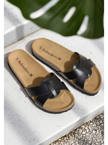 BABUNKERS Family Leren slippers zwart