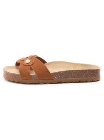 BABUNKERS Family Leren slippers bruin