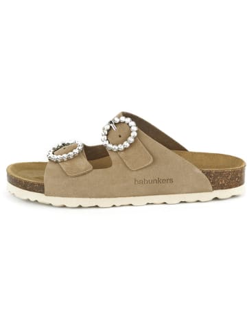 BABUNKERS Family Leren slippers lichtbruin