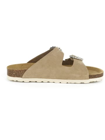 BABUNKERS Family Leren slippers lichtbruin