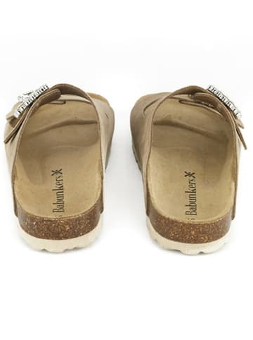 BABUNKERS Family Leren slippers lichtbruin