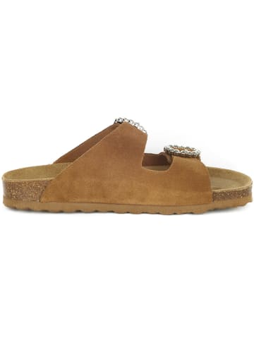 BABUNKERS Family Leren slippers bruin