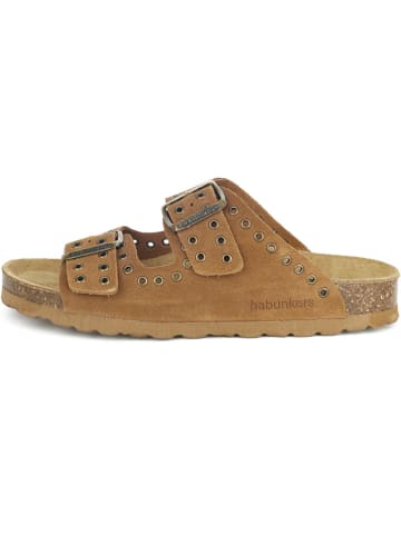 BABUNKERS Family Leren slippers bruin