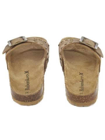 BABUNKERS Family Leren slippers lichtbruin