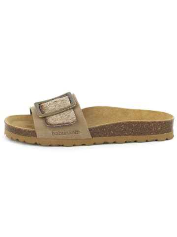 BABUNKERS Family Leren slippers lichtbruin