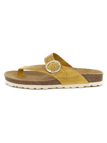 BABUNKERS Family Leren teenslippers geel