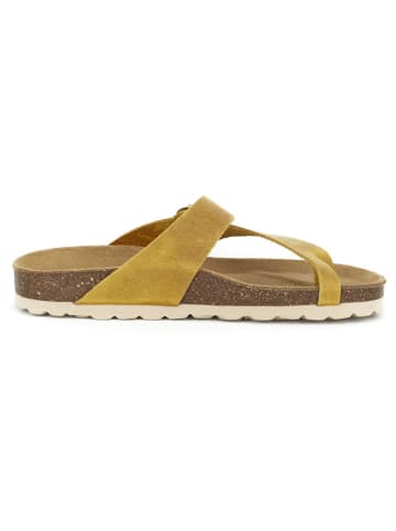 BABUNKERS Family Leren teenslippers geel
