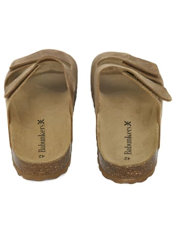 BABUNKERS Family Leren slippers lichtbruin