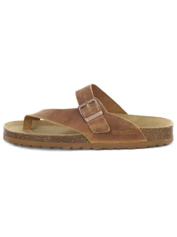 BABUNKERS Family Leren teenslippers bruin