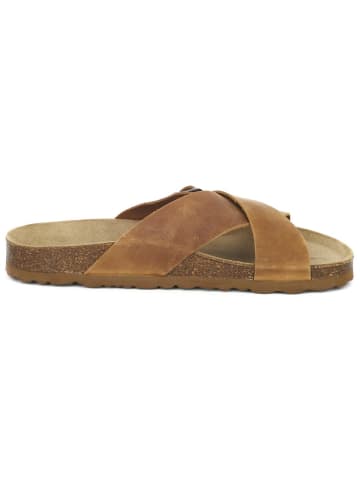 BABUNKERS Family Leren slippers bruin
