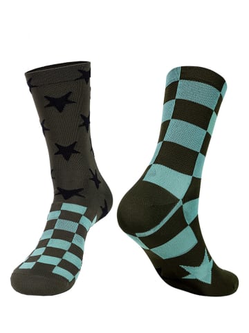 Protective Fahrradsocken "So Fly" in Khaki/ Türkis