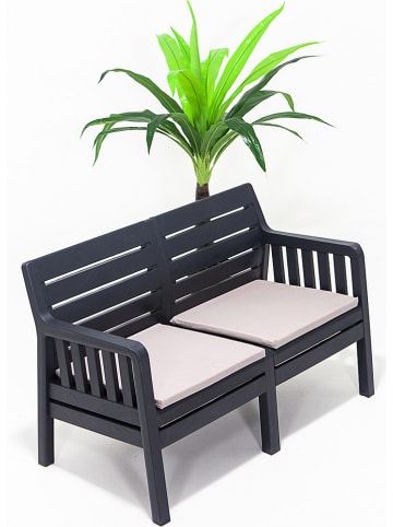 FLORIANE GARDEN Gartensofa in Schwarz - (B)126 x (H)79 x (T)65 cm
