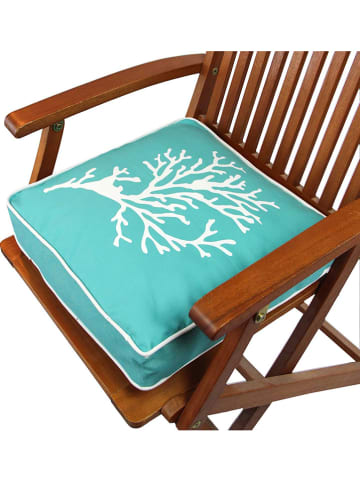 FLORIANE GARDEN Poduszka w kolorze turkusowym na krzesło - 42 x 42 cm