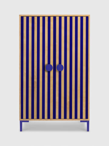 Folkifreckles Kleiderschrank "Alva" in Hellbraun/ Blau - (B)75 x (H)164,5 x (T)45 cm