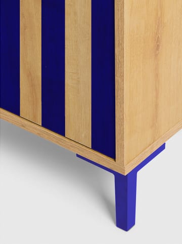 Folkifreckles Kleiderschrank "Alva" in Hellbraun/ Blau - (B)75 x (H)164,5 x (T)45 cm