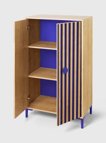 Folkifreckles Kleiderschrank "Alva" in Hellbraun/ Blau - (B)75 x (H)164,5 x (T)45 cm
