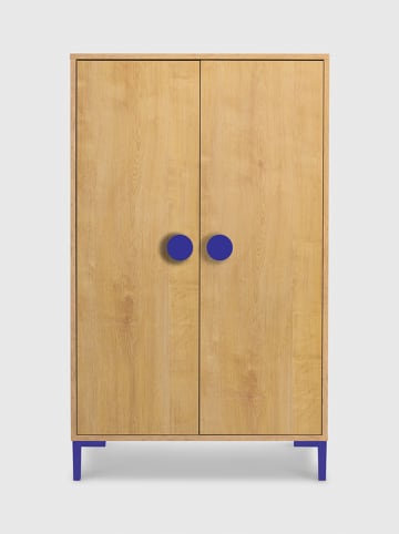 Folkifreckles Kleiderschrank "Alva" in Hellbraun/ Blau - (B)75 x (H)164,5 x (T)45 cm