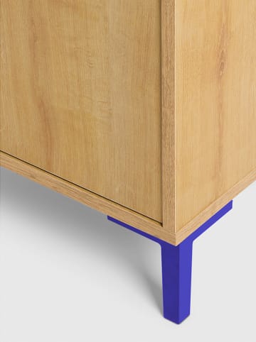 Folkifreckles Kleiderschrank "Alva" in Hellbraun/ Blau - (B)75 x (H)164,5 x (T)45 cm