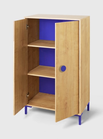 Folkifreckles Kleiderschrank "Alva" in Hellbraun/ Blau - (B)75 x (H)164,5 x (T)45 cm