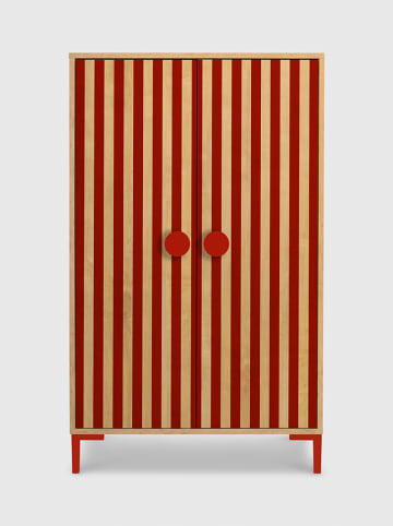 Folkifreckles Kleiderschrank "Alva" in Hellbraun/ Rot - (B)75 x (H)164,5 x (T)45 cm