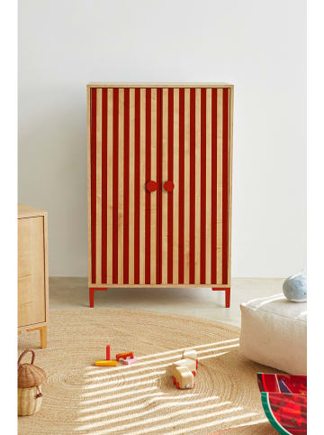 Folkifreckles Kleiderschrank "Alva" in Hellbraun/ Rot - (B)75 x (H)164,5 x (T)45 cm