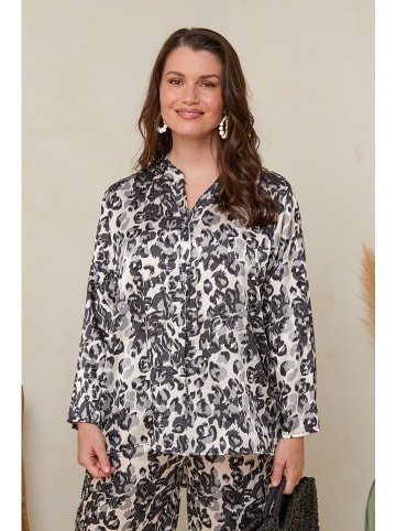 Curvy Lady Bluse in Schwarz/ Creme