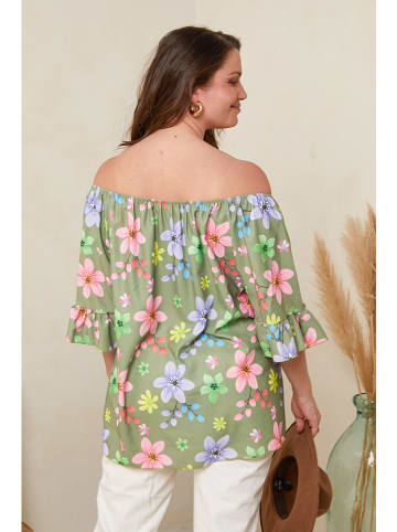 Curvy Lady Bluzka w kolorze khaki ze wzorem